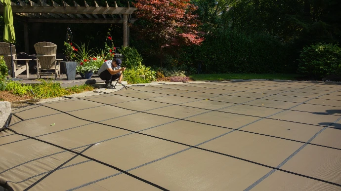 tan safety cover install mirage pools